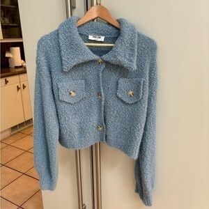NWOT Double Zero Cropped Fuzzy Cardigan Size Large